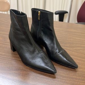 Black leather ankle boot